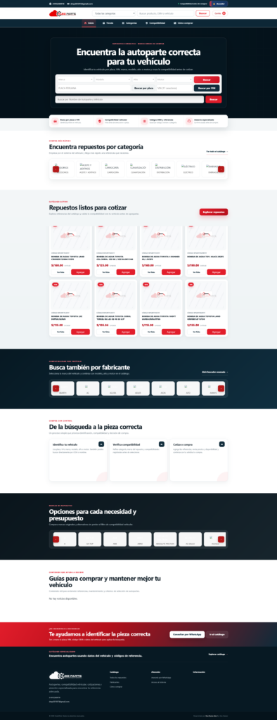 NubeParts: plataforma integral de ecommerce y gestión para repuestos automotrices